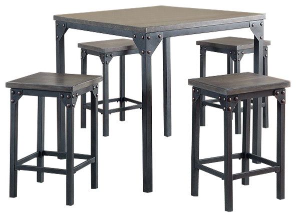 Favorite Pierce 5 Piece Counter Sets Pertaining To Pierce 5 Piece Counter Height Dining Table With Stools – Industrial (Gallery 1 of 20)
