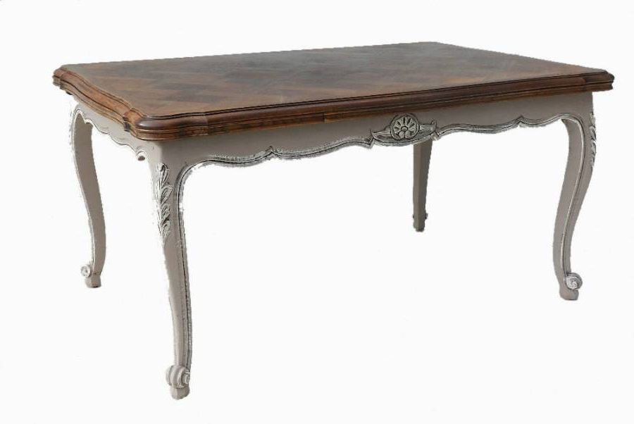 French Vintage Extending Dining Table Louis Xv Rev Painted Oak In For Current Retro Extending Dining Tables (Gallery 20 of 20)