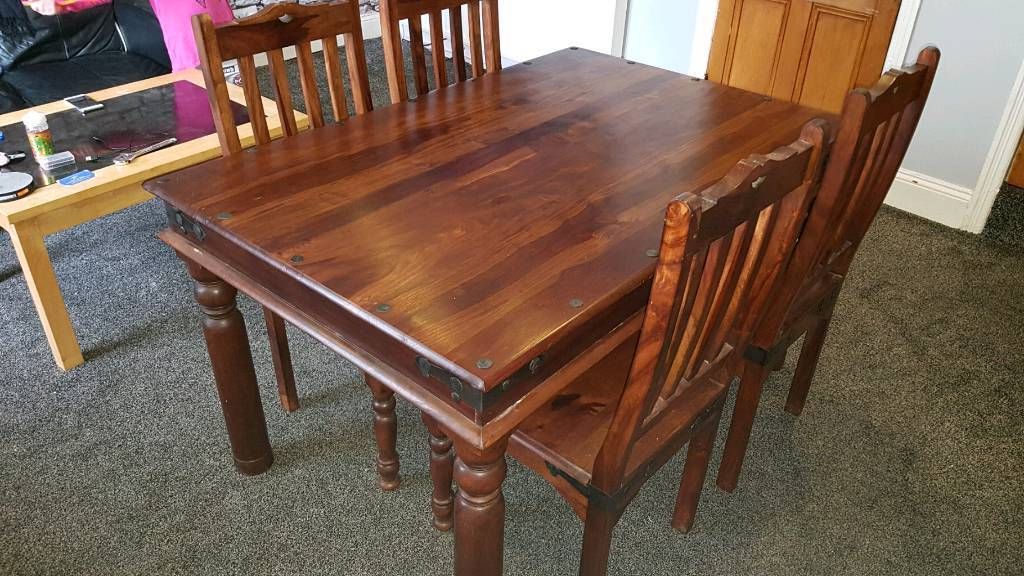 Indian Sheesham Dining Table And 4 Chairs (Gallery 1 of 20)