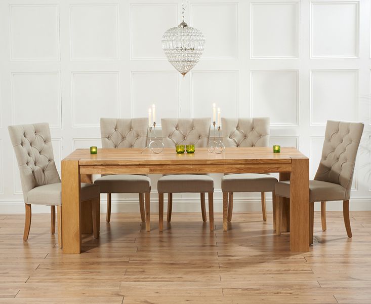 Latest Oak Dining Tables And Fabric Chairs In Madrid 240cm Solid Oak Dining Table With Anais Fabric Chairs (View 1 of 20)