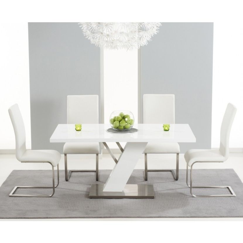 Mark Harris Portland White High Gloss Dining Table – 160cm With 4 Inside 2017 Oval White High Gloss Dining Tables (Gallery 20 of 20)