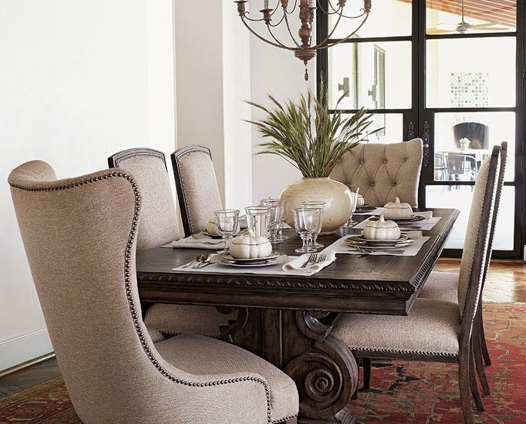 Market Host Chairs Throughout Well Known Upholstered Dining Chairs With Nailheads Sets (View 1 of 20)