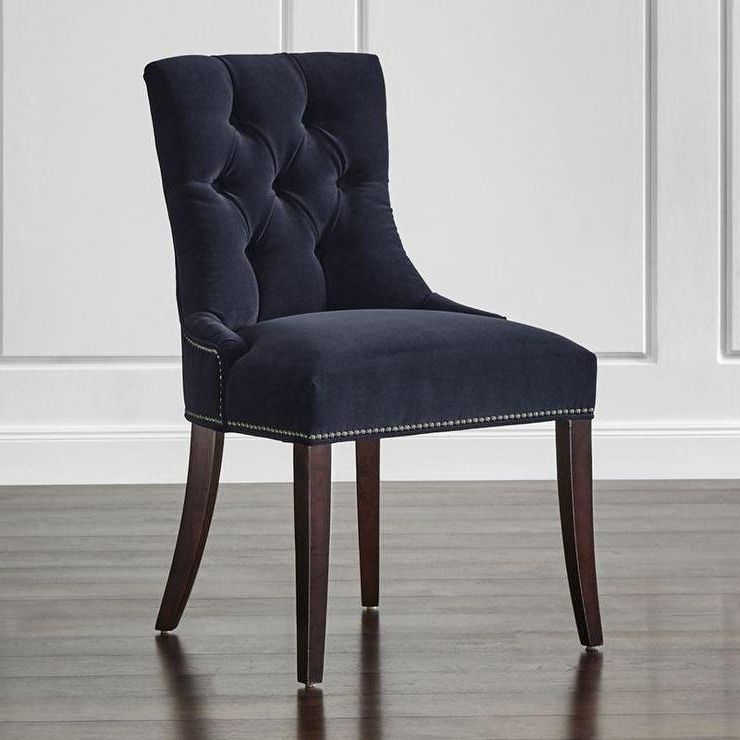 Most Recent Navy Velvet Armless Dining Chair In Dark Olive Velvet Iron Dining Chairs (Gallery 19 of 20)