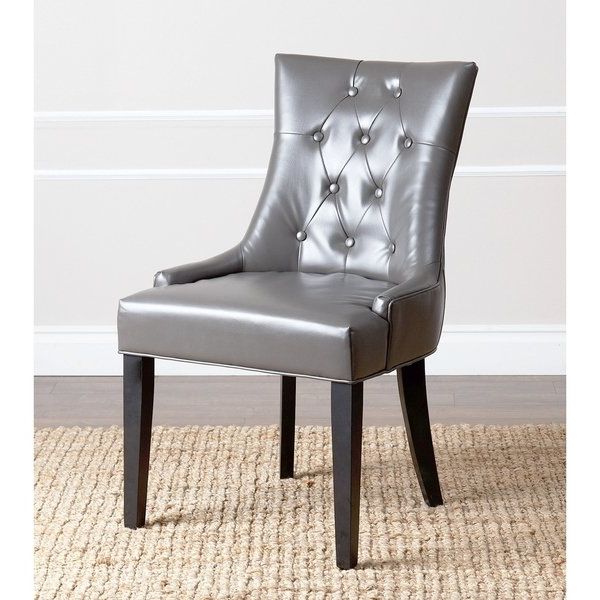Most Recent Shop Abbyson Napa Grey Leather Dining Chair – Free Shipping Today Pertaining To Grey Leather Dining Chairs (View 9 of 20)