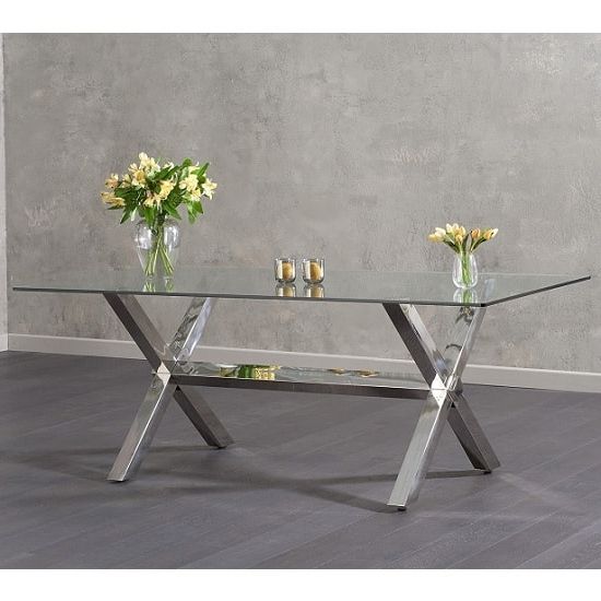 Most Recently Released Weaver Ii Dining Tables With Weaver Glass Dining Table In Clear With Stainless Steel (Gallery 19 of 20)