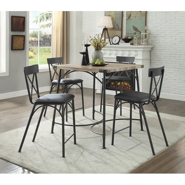 Newest Caira Black 5 Piece Round Dining Sets With Upholstered Side Chairs Inside 17 Stories Christofor Counter Height 5 Piece Dining Set (Gallery 1 of 20)