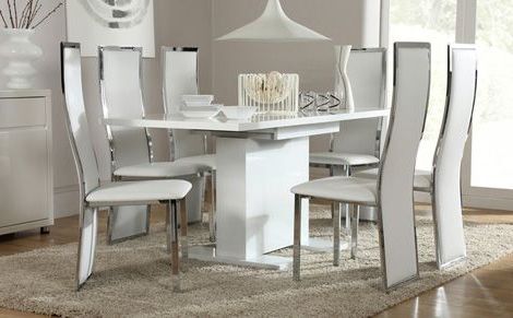 Osaka White High Gloss Extending Dining Table And 6 Chairs Set For Preferred White High Gloss Dining Tables 6 Chairs (View 8 of 20)