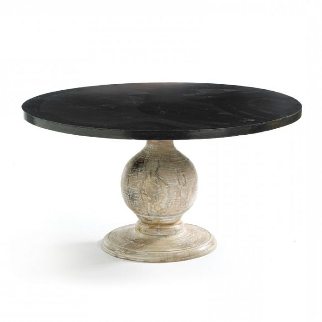 Popular Black Circular Dining Tables Intended For Matson Black Steel Round Dining Table With Cream Wood Base (View 7 of 20)