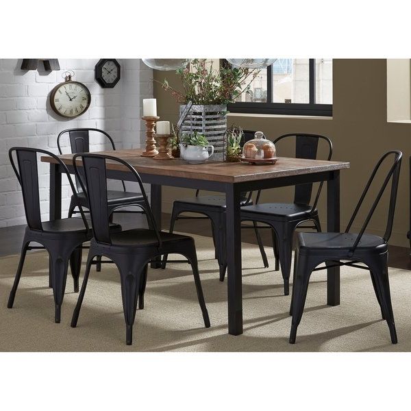 Popular Gavin 7 Piece Dining Sets With Clint Side Chairs With Liberty Distressed Black Veneer 7 Piece Dinette Set – Free Shipping (View 1 of 20)