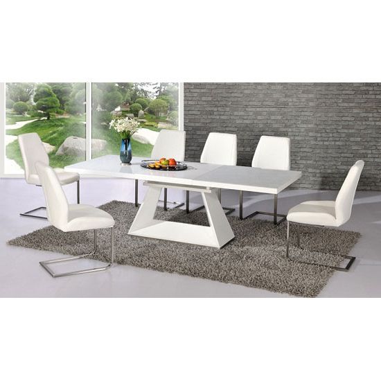 Popular White Extendable Dining Tables And Chairs Intended For Amsterdam White Glass And Gloss Extending Dining Table  (View 4 of 20)