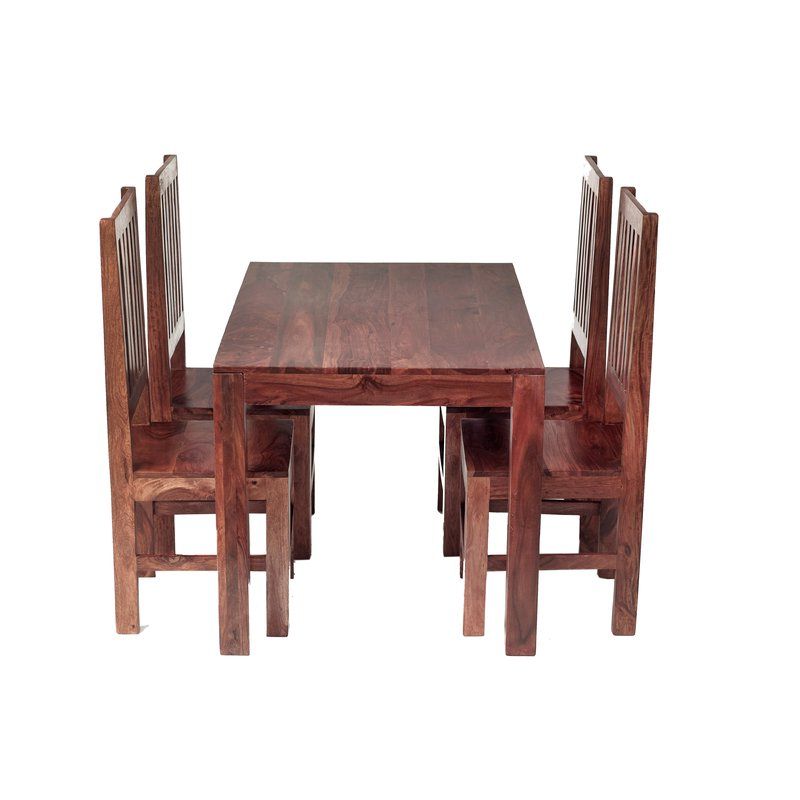 Prestington Cube Sheesham Dining Table And 4 Chairs & Reviews With 2017 Sheesham Dining Tables And Chairs (Gallery 15 of 20)