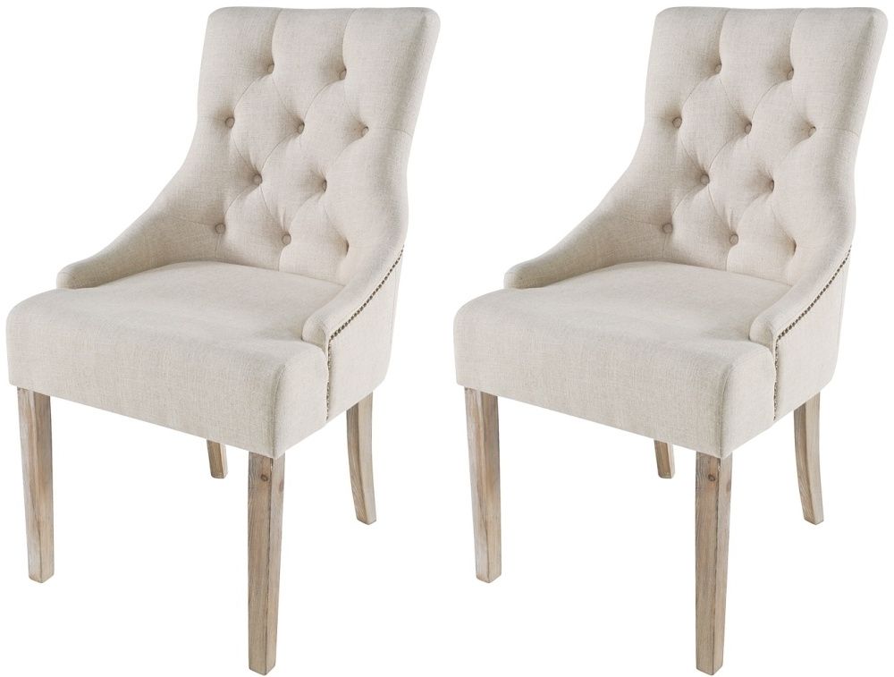 Recent Button Back Dining Chairs Within Oscar Cream Fabric With Button Back Upholstered Dining Chair (pair) (Gallery 7 of 20)