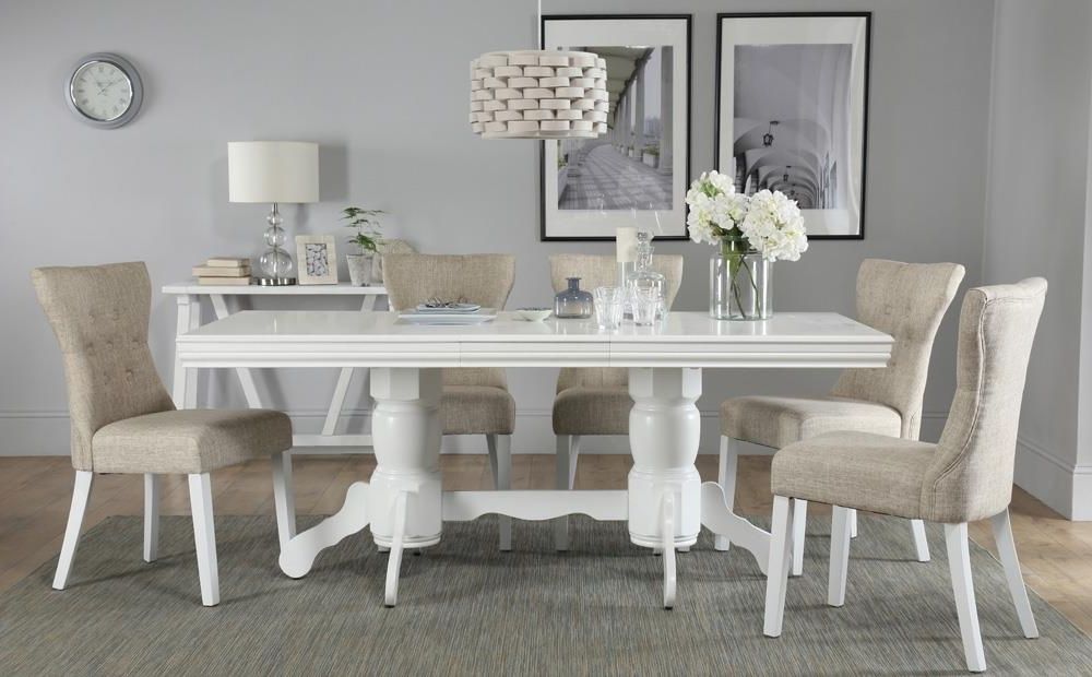 Recent Chatsworth White Extending Dining Table With 6 Bewley Oatmeal Chairs Pertaining To Chatsworth Dining Tables (Gallery 1 of 20)