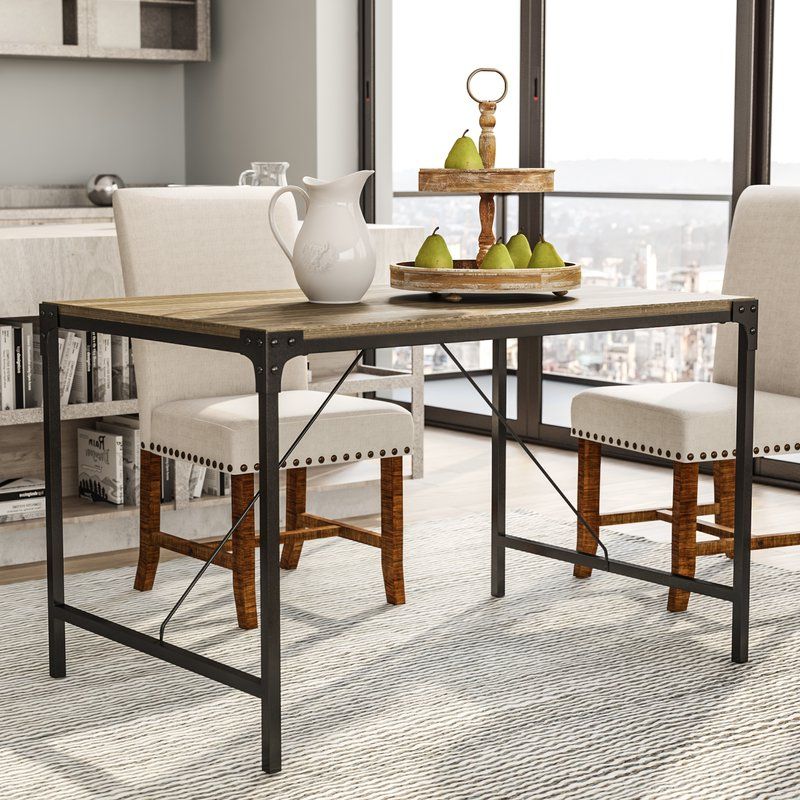 Recent Iron And Wood Dining Tables Pertaining To Laurel Foundry Modern Farmhouse Madeline Angle Iron And Wood Dining (View 1 of 20)