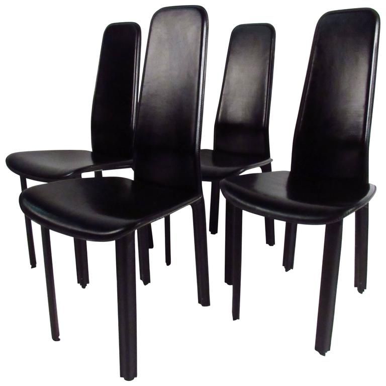 Set Of Italian Leather High Back Dining Chairscidue For Sale At Throughout Latest High Back Leather Dining Chairs (View 2 of 20)