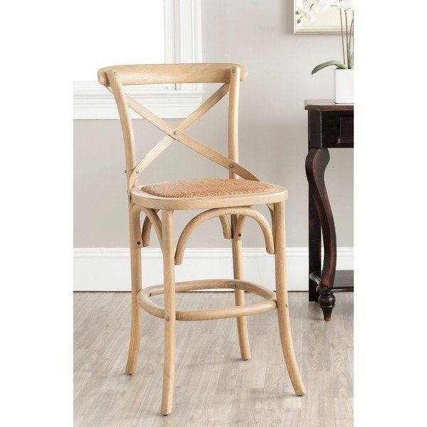 Shop Safavieh 24.4 Inch Franklin Weathered Oak Counter Stool – On Inside Most Up To Date Laurent 7 Piece Counter Sets With Upholstered Counterstools (Gallery 16 of 20)