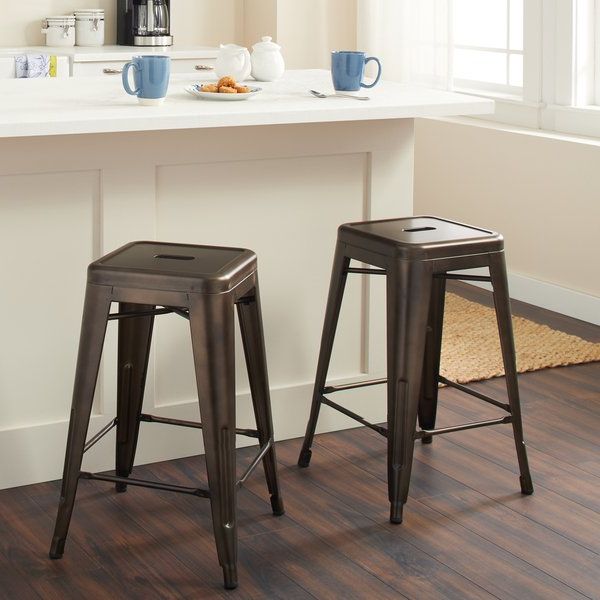 Shop Tabouret 24 Inch Vintage Patina Backless Counter Stool (set Of Intended For Current Laurent 7 Piece Counter Sets With Wood Counterstools (View 1 of 20)