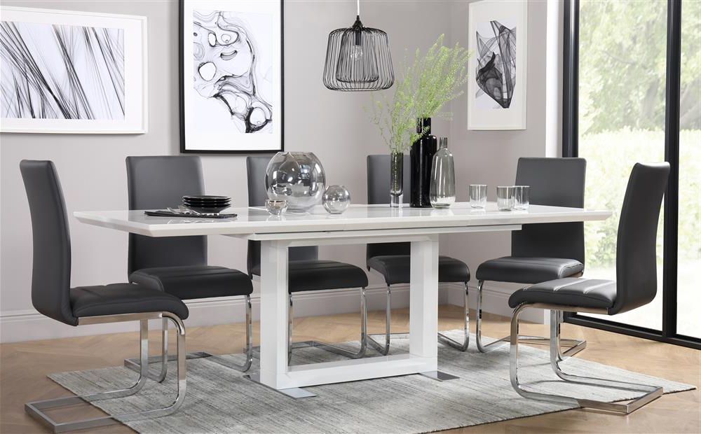 Tokyo White High Gloss Extending Dining Table And 6 Chairs Set Within Famous Extendable Dining Tables With 6 Chairs (Gallery 1 of 20)