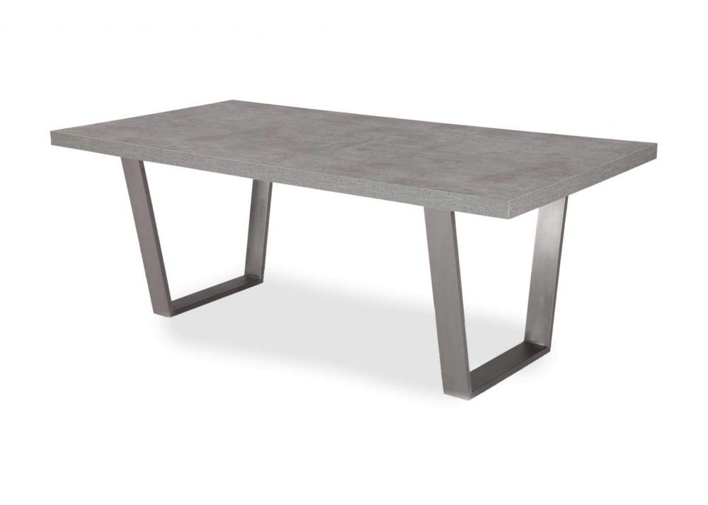 Trendy Concrete Look & Brushed Stainless Steel Dining Table – Odessa – Ez Pertaining To Brushed Steel Dining Tables (Gallery 1 of 20)