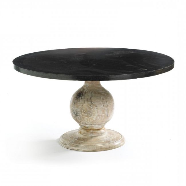 Trendy Round Dining Tables Intended For Matson Black Steel Round Dining Table With Cream Wood Base (View 14 of 20)