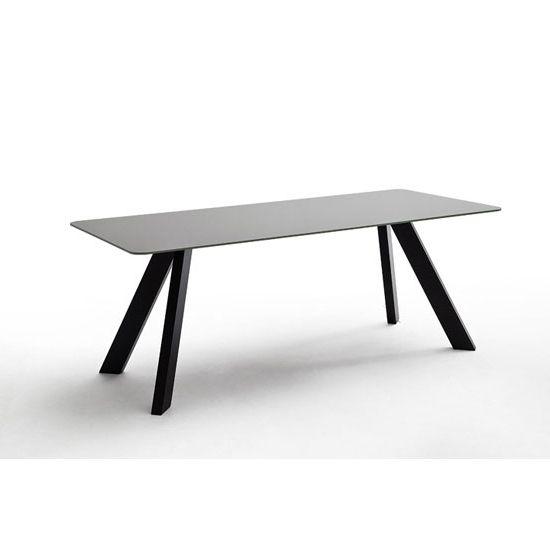 Well Known Grey Glass Dining Tables Inside Nebi Glass Dining Table Large In Grey With Metal Legs 25149 (Gallery 20 of 20)