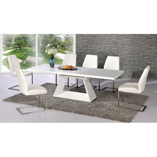 White Glass Dining Tables And Chairs With Preferred Amsterdam White Glass And Gloss Extending Dining Table 6 (Gallery 1 of 20)