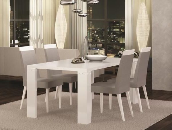 White Gloss Dining Room Furniture Pertaining To 2018 Exquisite Diamond Fixed Or Extending White High Gloss Dining Table (View 17 of 20)