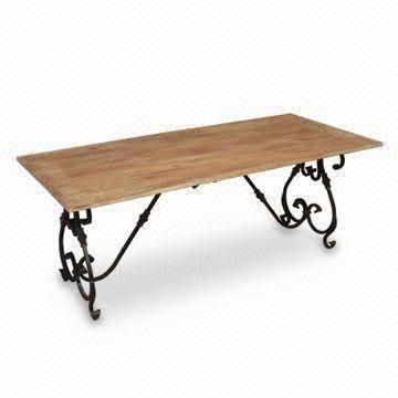 Wrought Iron Dining Table With Brass Fitting And Mango Wood Top Regarding Most Up To Date Mango Wood/iron Dining Tables (View 3 of 20)