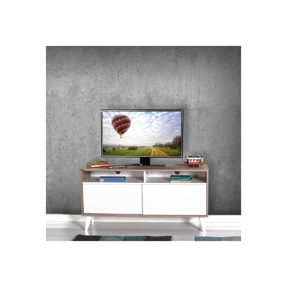 Adore Retro Slide Tv Sehpası – Latte Soft Beyaz Tvr 320 Lb 1 | Tekzen Pertaining To Cato 60 Inch Tv Stands (View 11 of 20)