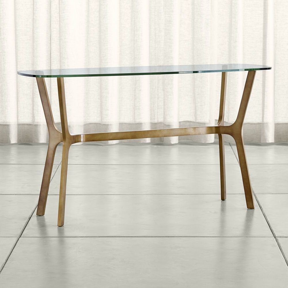 Elke Glass Console Table With Brass Base | Products | Console Table Throughout Elke Glass Console Tables With Brass Base (View 1 of 20)