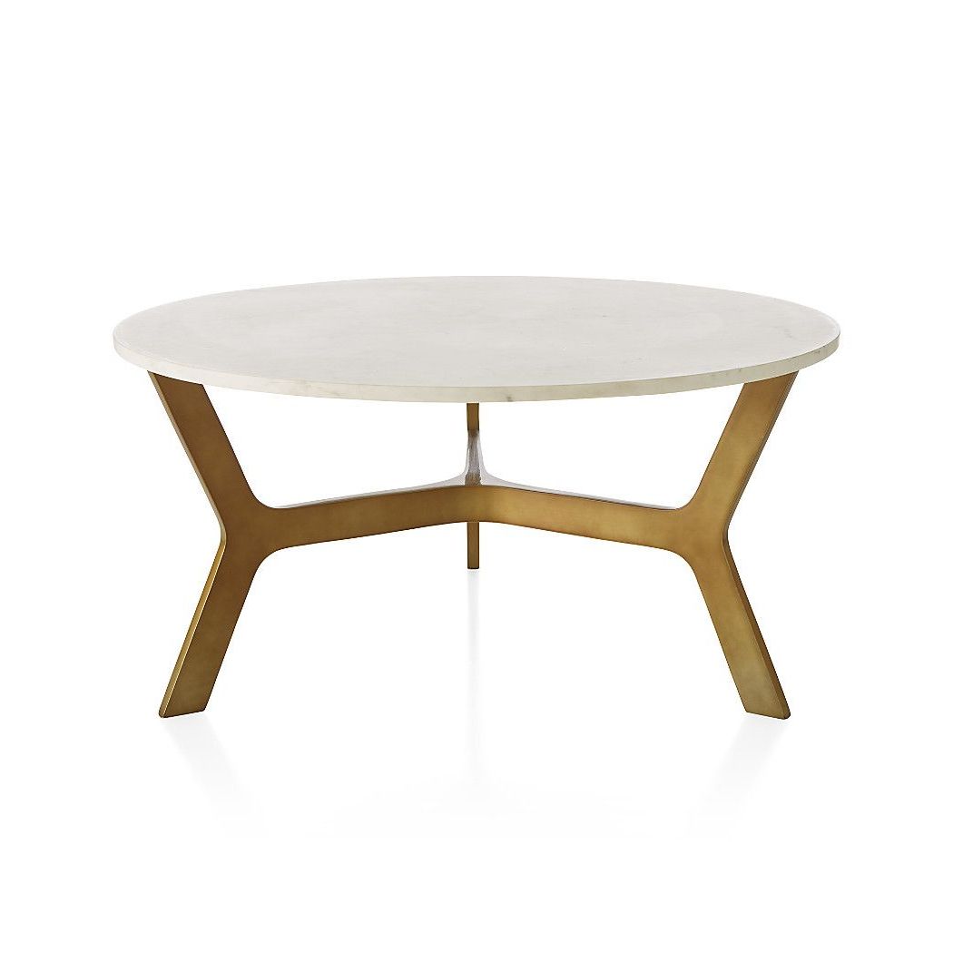Elke Round Marble Coffee Table With Brass Base | Living Room | Round For Elke Glass Console Tables With Brass Base (View 9 of 20)