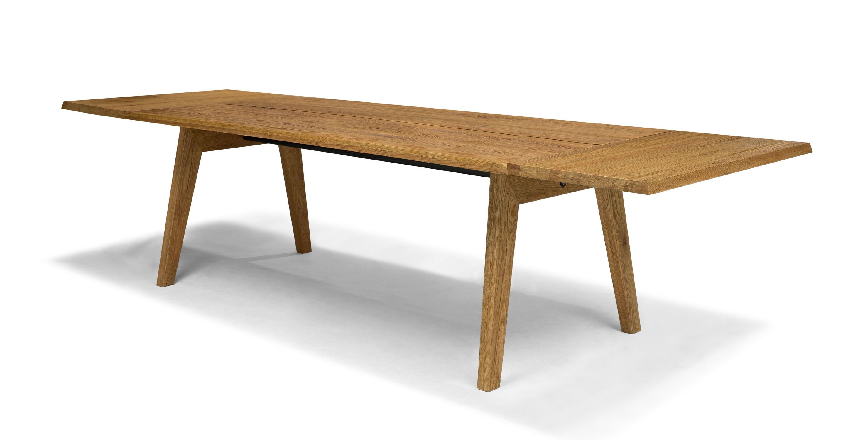 Extendable Dining Table For 12, Solid Wood | Article Madera Modern Regarding Parsons Grey Solid Surface Top &amp; Stainless Steel Base 48x16 Console Tables (View 9 of 20)