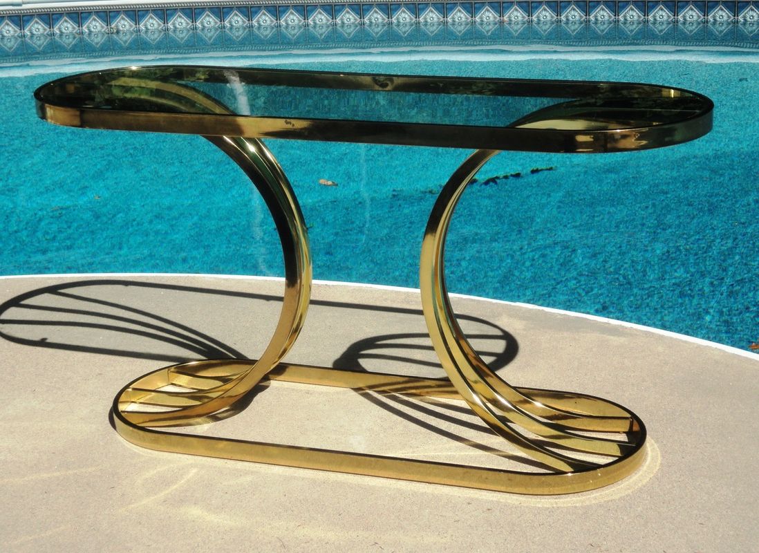 Glam Brass & Glass Console Table – Julesmoderne Pertaining To Phillip Brass Console Tables (View 14 of 20)