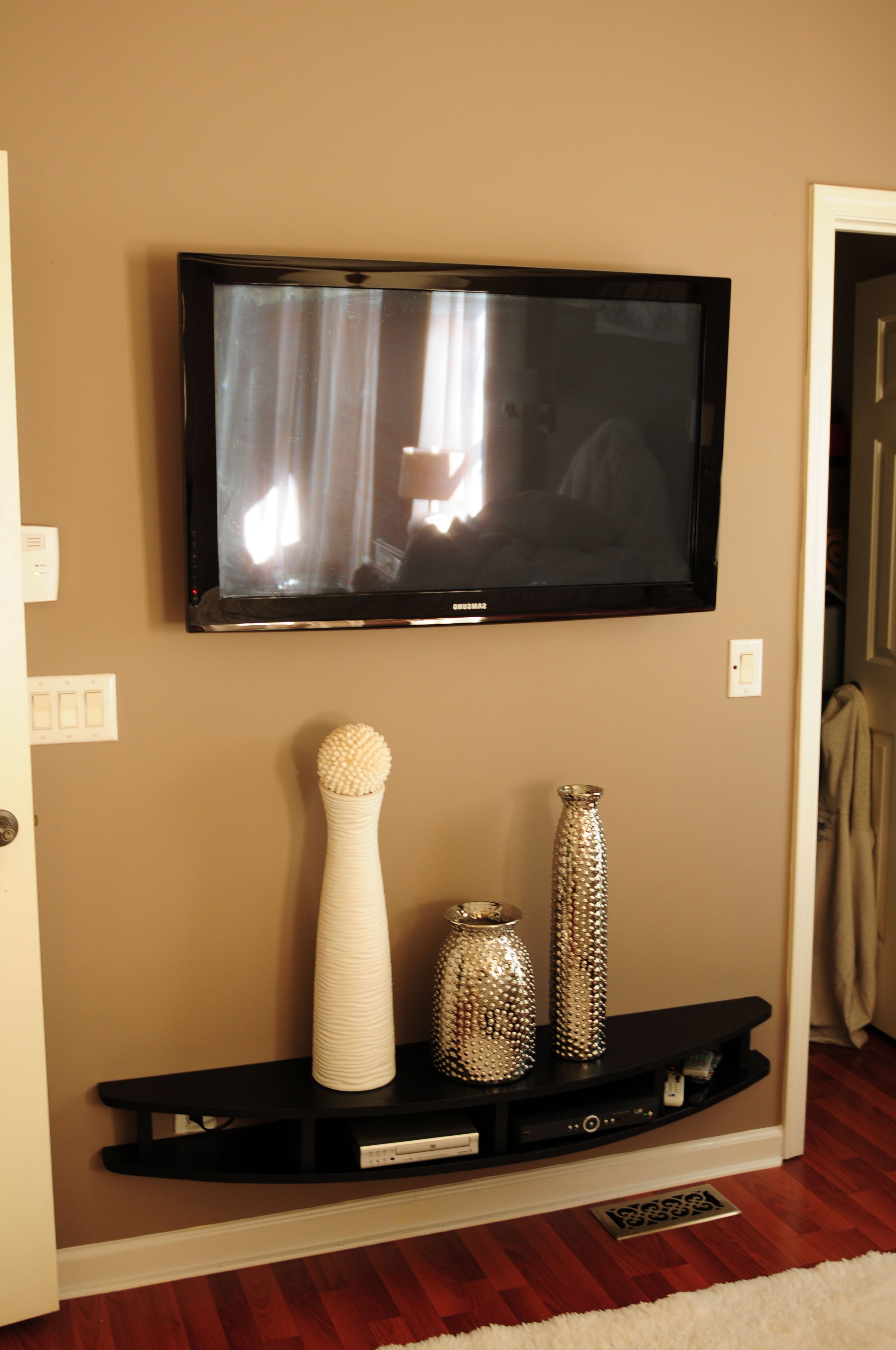 Hubby Built Modern Shelves To Wall Mount Under Tv. He Is So Smart Throughout Kenzie 72 Inch Open Display Tv Stands (Gallery 19 of 20)
