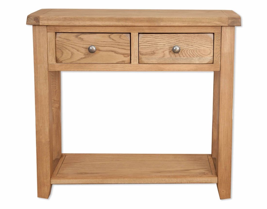 Melbourne Country Oak 2 Drawer Console Table | Home Max Furniture Intended For Natural 2 Door Plasma Console Tables (Gallery 1 of 20)