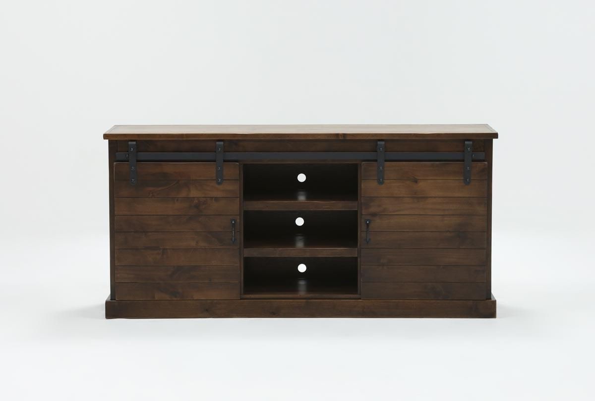 Noah Aged Whiskey 66 Inch Tv Stand | Living Spaces With Regard To Ducar 74 Inch Tv Stands (View 6 of 20)
