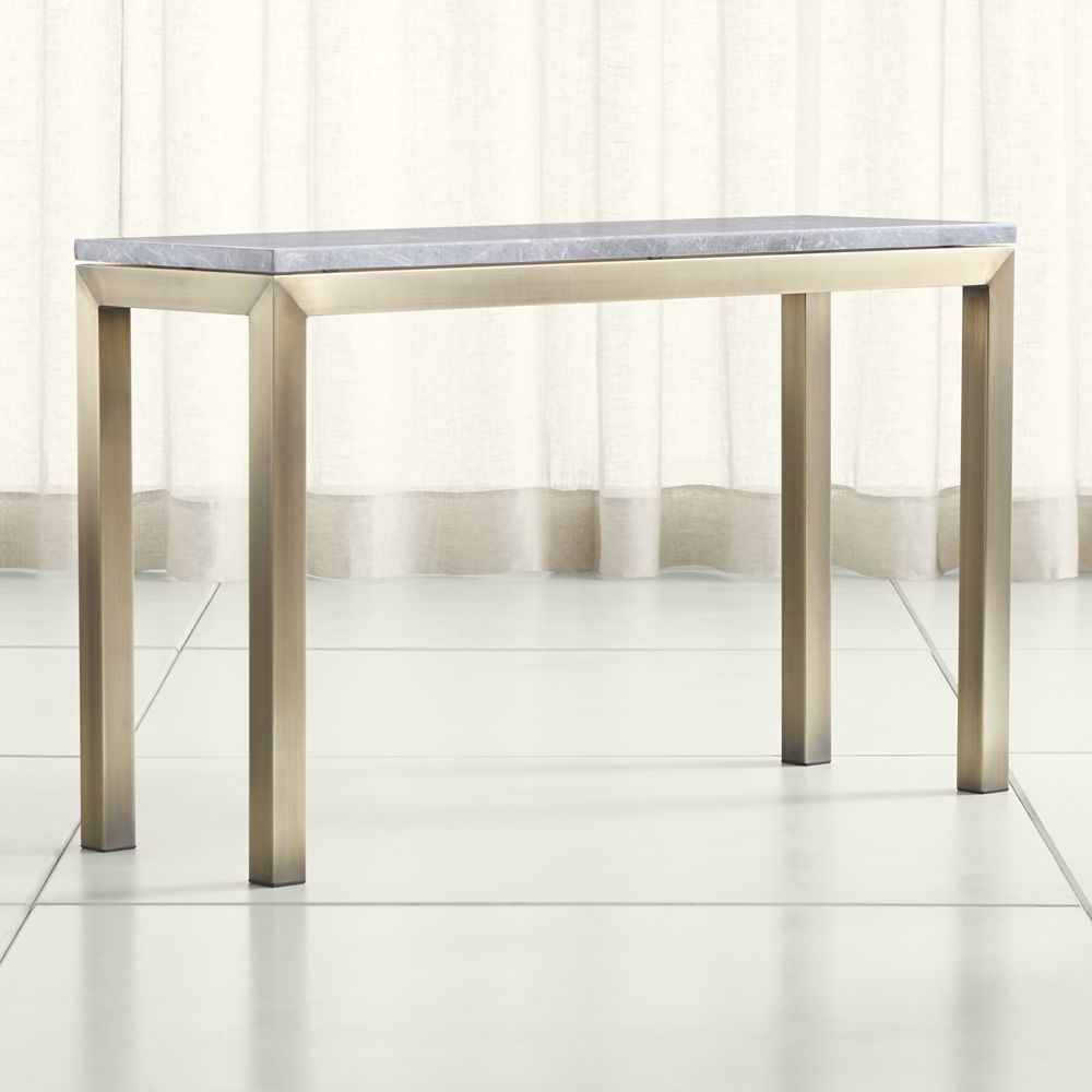 Featured Photo of 2024 Latest Parsons Concrete Top & Brass Base 48x16 Console Tables