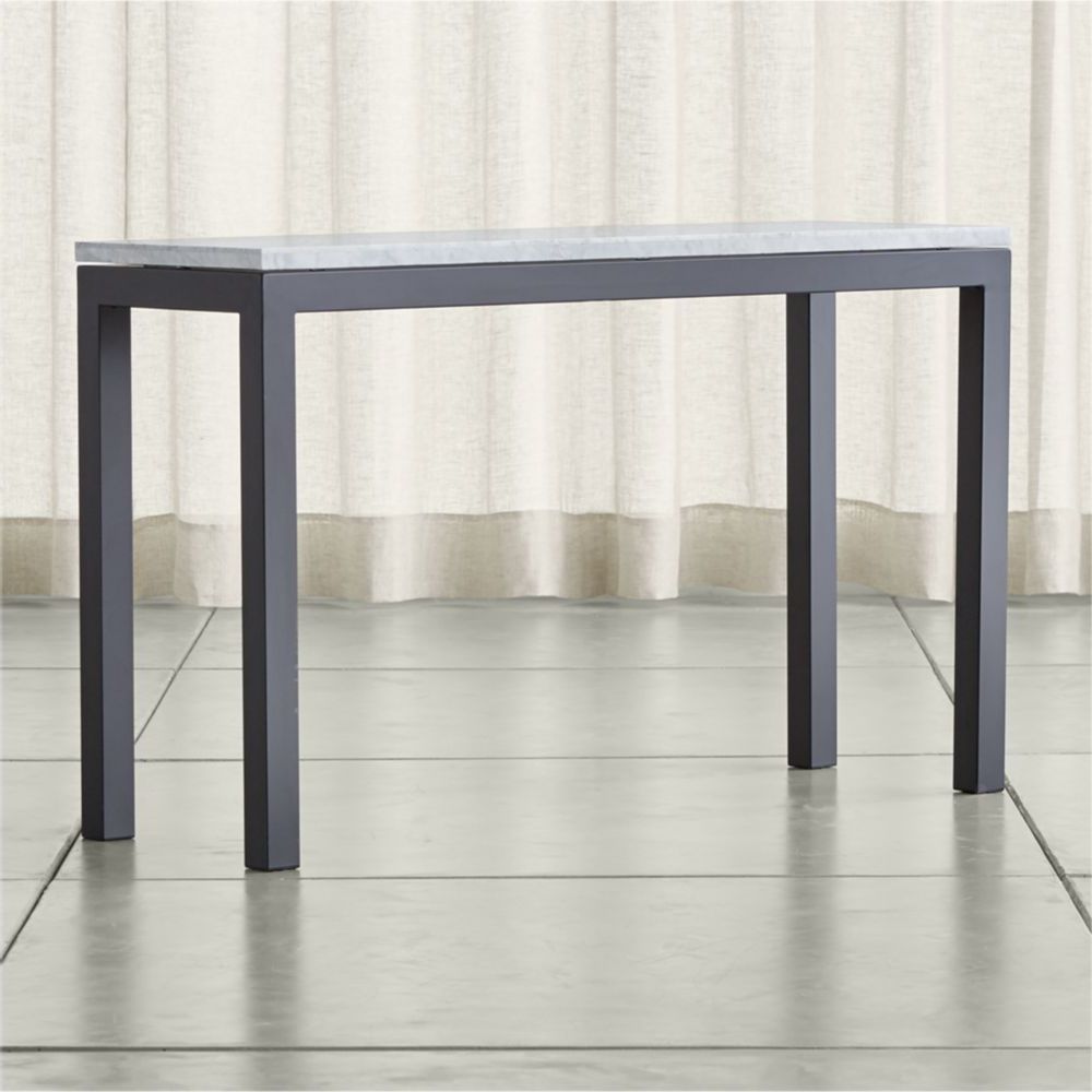 Parsons White Marble Top/ Dark Steel Base 48x16 Console | Products Pertaining To Parsons Grey Marble Top & Dark Steel Base 48x16 Console Tables (View 1 of 20)