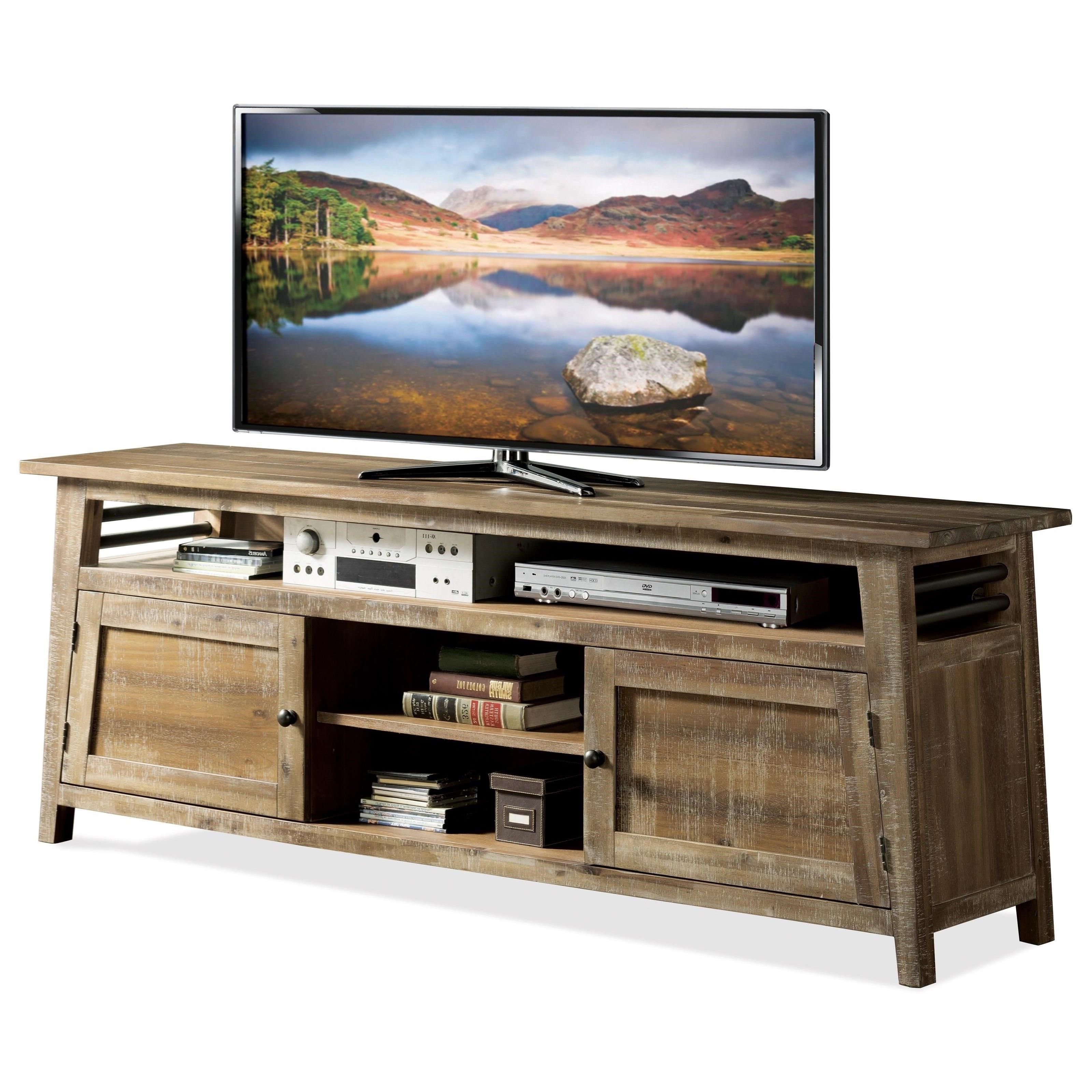 Riverside Furniture Rowan Industrial 76 Inch Tv Console With Wire Intended For Rowan 74 Inch Tv Stands (Gallery 1 of 20)