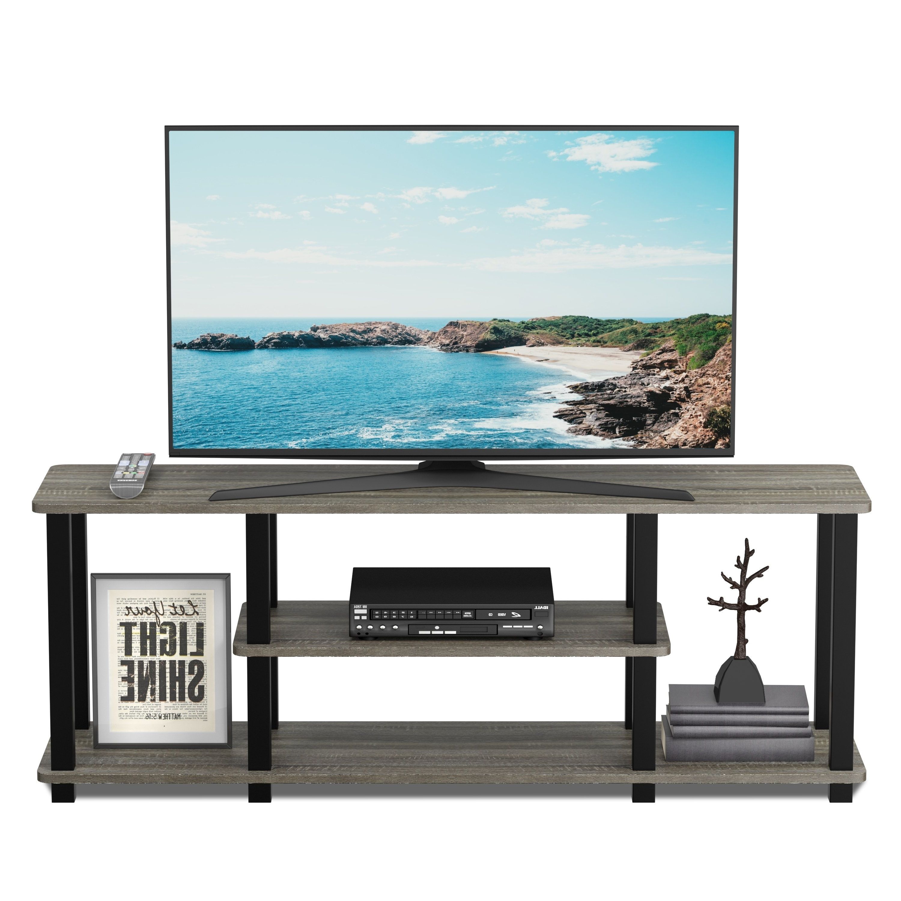 Shop Porch & Den Stuyvesant Open Shelves 3 Tier Entertainment Tv With Casey Grey 66 Inch Tv Stands (View 9 of 20)