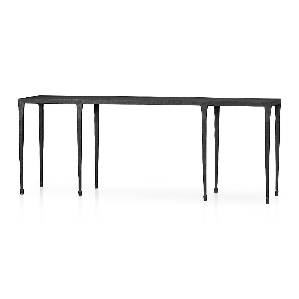 Shop Silviano Long Console Table. Eight Attenuated Tapered Legs Of Inside Parsons Concrete Top & Brass Base 48x16 Console Tables (Gallery 4 of 20)