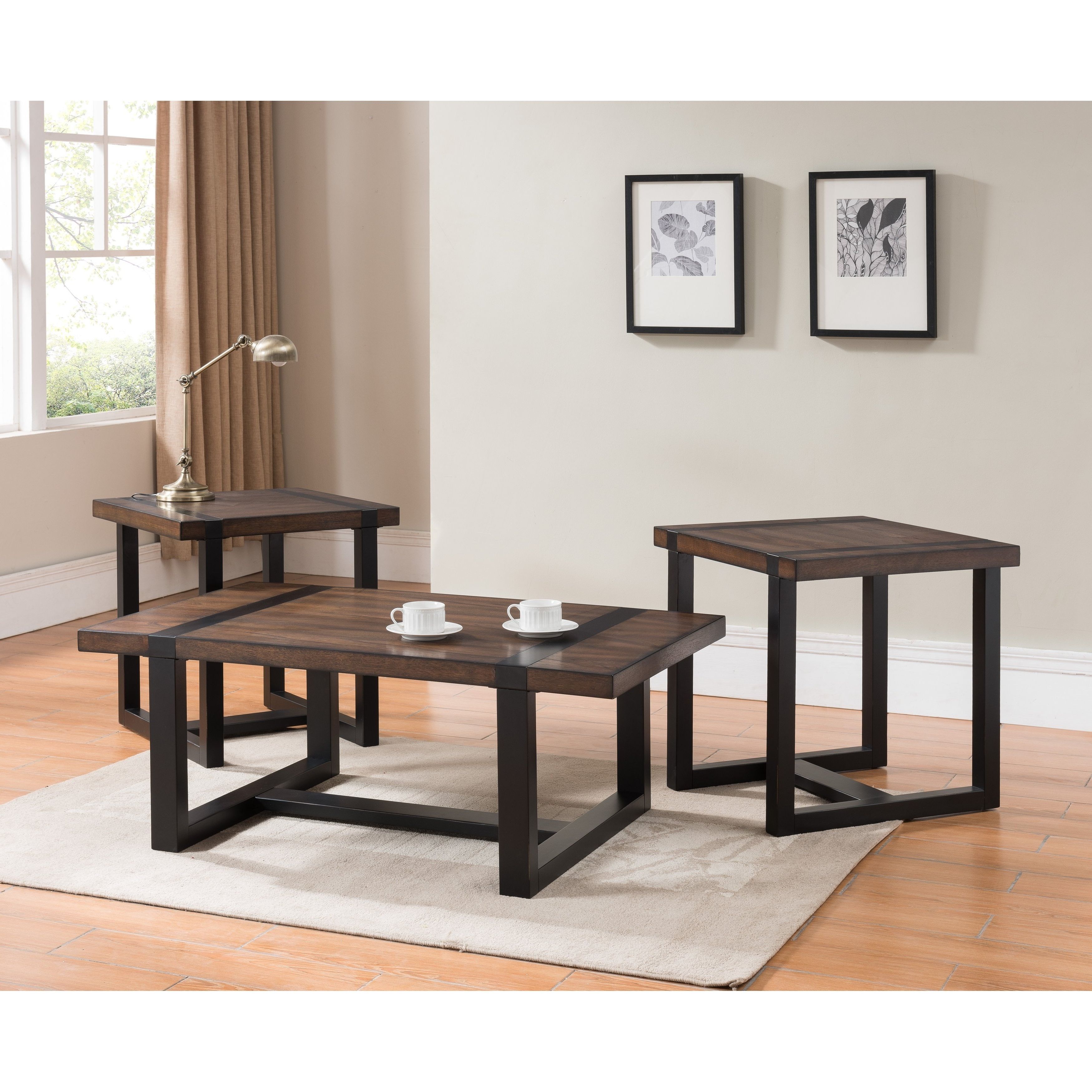 Shop Simmons Casegoods Warm Oak And Charcoal End Table – Free Intended For Dixon Black 65 Inch Highboy Tv Stands (View 16 of 20)