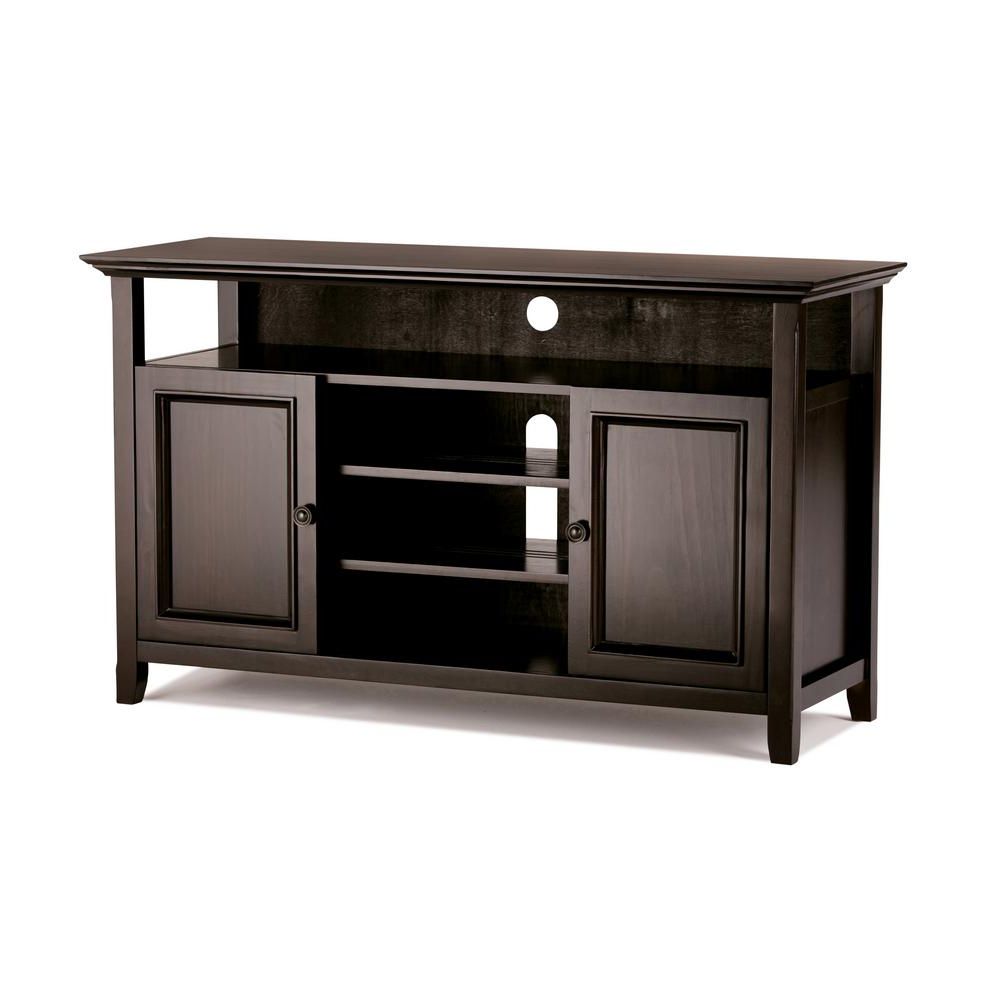 Simpli Home Amherst Dark Brown 54 In. Tv Media Stand Int Axcamh Tv In Draper 62 Inch Tv Stands (Gallery 7 of 20)