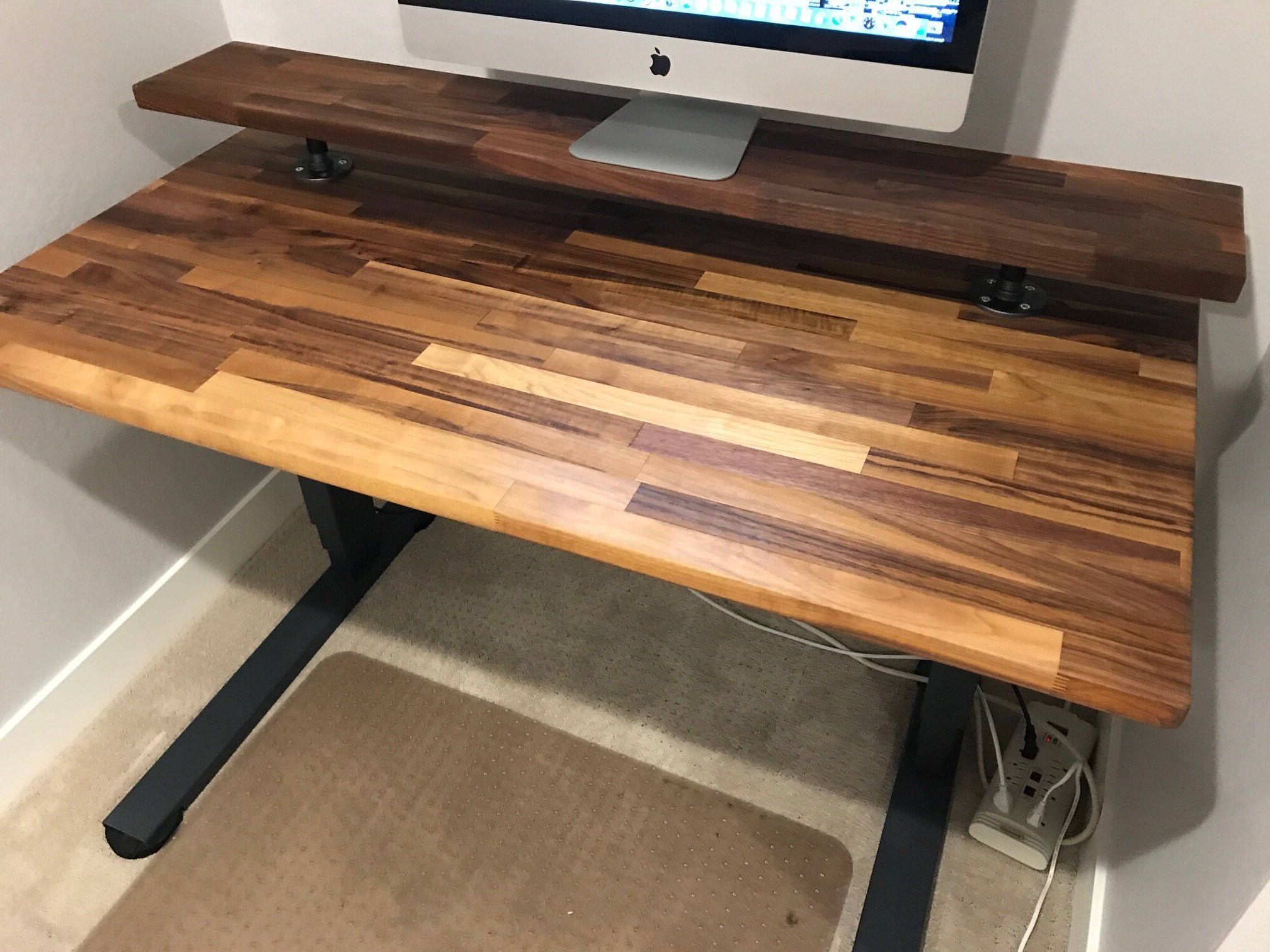 Walnut Butcher Block Desktop, 25 X 48 To 72 Inch Long Character Within Moraga Live Edge Plasma Console Tables (Gallery 1 of 20)