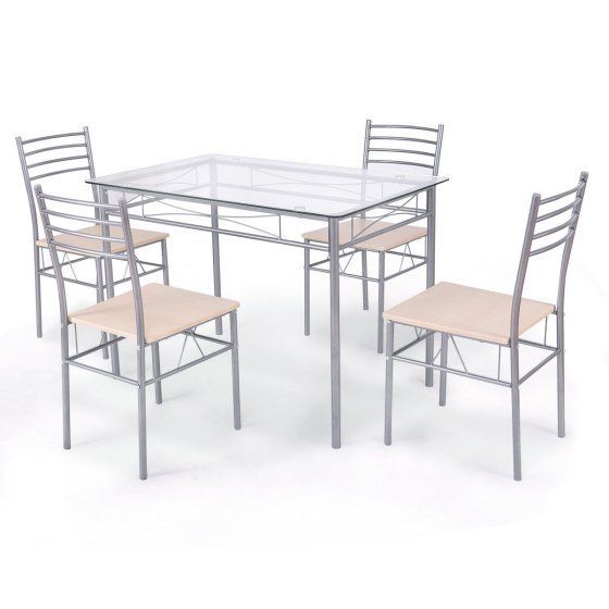 Costway 5 Piece Dining Set Table And 4 Chairs Glass Top Kitchen In Best And Newest Stouferberg 5 Piece Dining Sets (View 6 of 20)