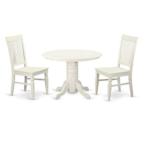 Goodman 5 Piece Solid Wood Dining Sets (set Of 5) With Popular East West Furniture Shwe3 Whi W 3 Piece Kitchen Dinette Table And 2 (Gallery 19 of 20)