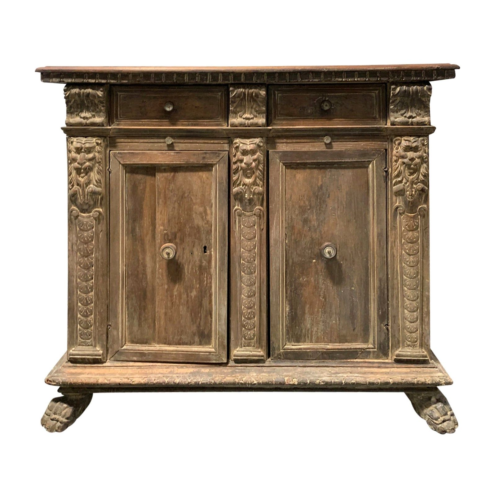 18th Century Italian Finely Carved Credenza, Two Drawers, Two Slides, Two  Doors Intended For Stephen Credenzas (View 14 of 20)
