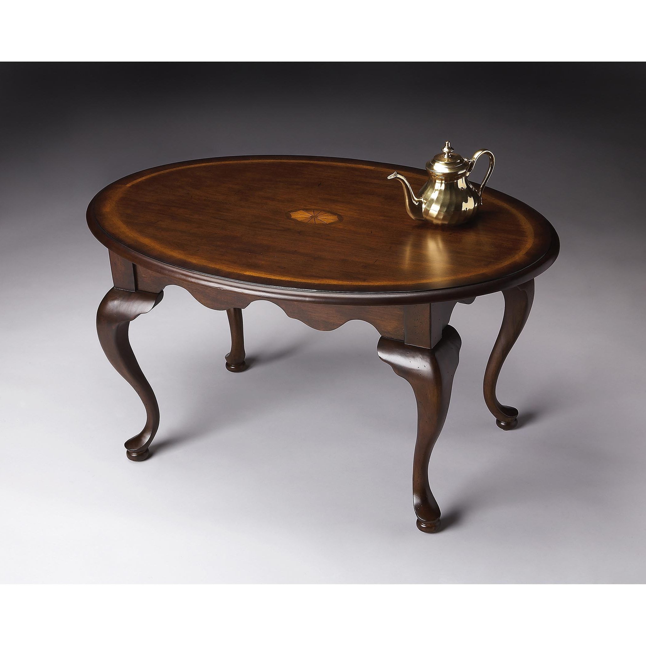 2019 Winslet Cherry Finish Wood Oval Coffee Tables With Casters Throughout Butler Grace Plantation Cherry Oval Coffee Table – Dark Brown (View 8 of 20)
