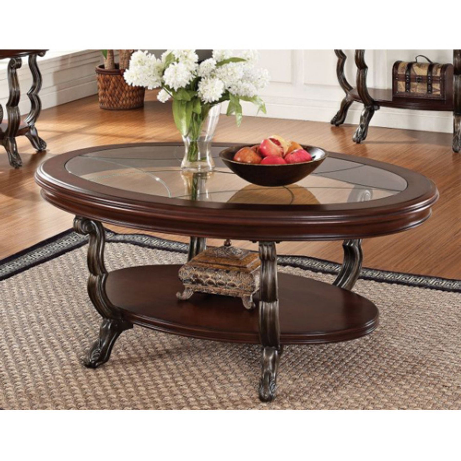 2020 Cohler Traditional Brown Cherry Oval Coffee Tables Within Pin On Ashley Furniture (View 7 of 20)