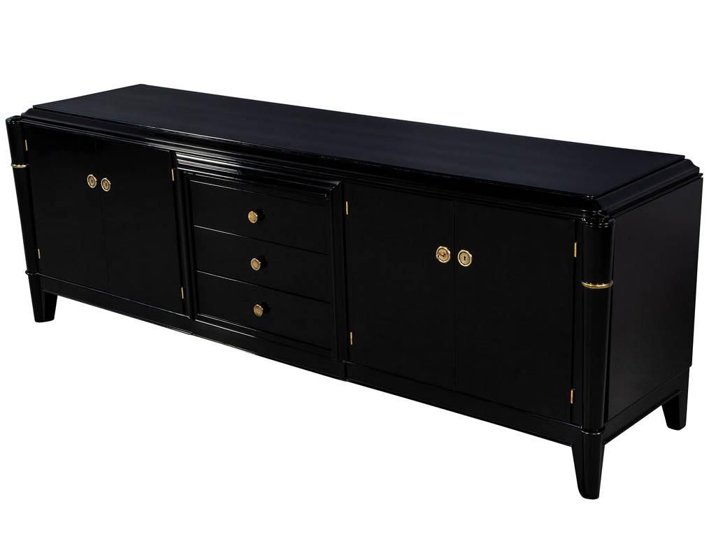 Antique French Art Deco Polished Black Lacquer Sideboard Buffet Credenza Pertaining To North York Sideboards (Gallery 7 of 20)
